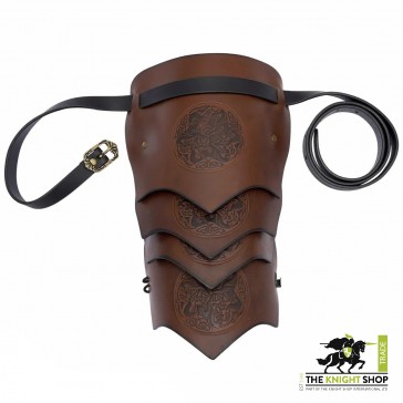 Celtic Horses Leather Pauldron - Brown