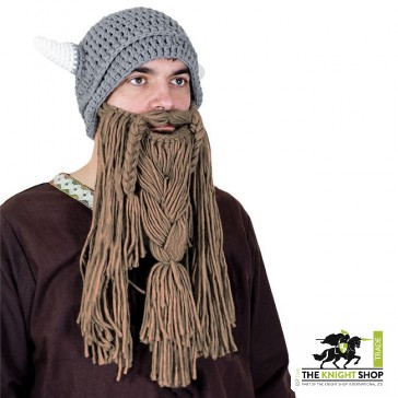 Knitted Viking Helmet Hat & Beard &ndash; Adult Size