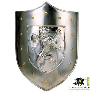Silver Rampant Lion Shield