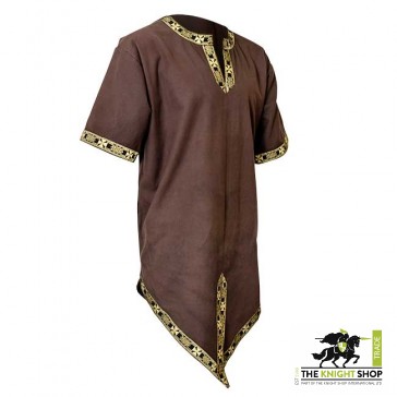 Medieval Tunic Half Sleeves Brown X Large
