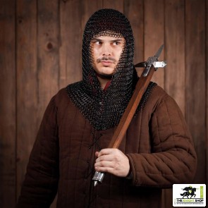 V-Shaped Chainmail Coif - Black