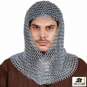 V-Shaped Chainmail Coif - Zinc