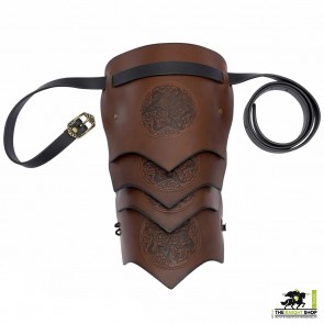 Celtic Horses Leather Pauldron - Brown