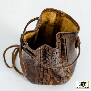 Woven Leather Coin Pouch