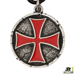 Templar Cross Pendant - Red Enamel