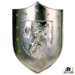 Silver Rampant Lion Shield