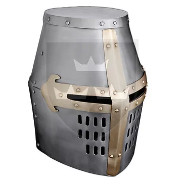 Crusader Great Helm - 16 gauge - Brass